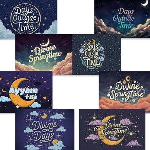 Lune - Confezione da 8 biglietti Ayyam-i-Ha (stampa a casa)