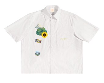 Stained Glass / Travelers paradise | Oversized Vertical Stripe Boxy Shirt