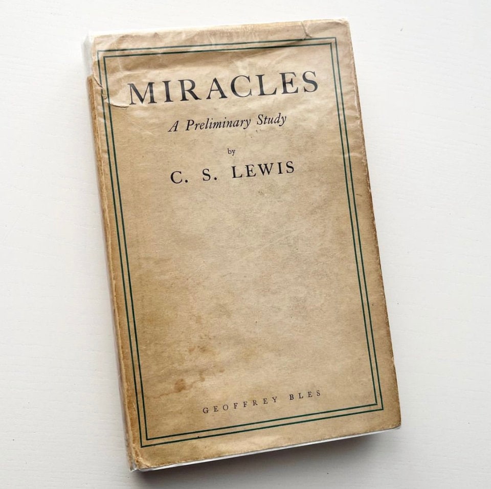 C.S. Lewis, miracles A Preliminary Study, 1947. First Edition With Original Dust Wrapper