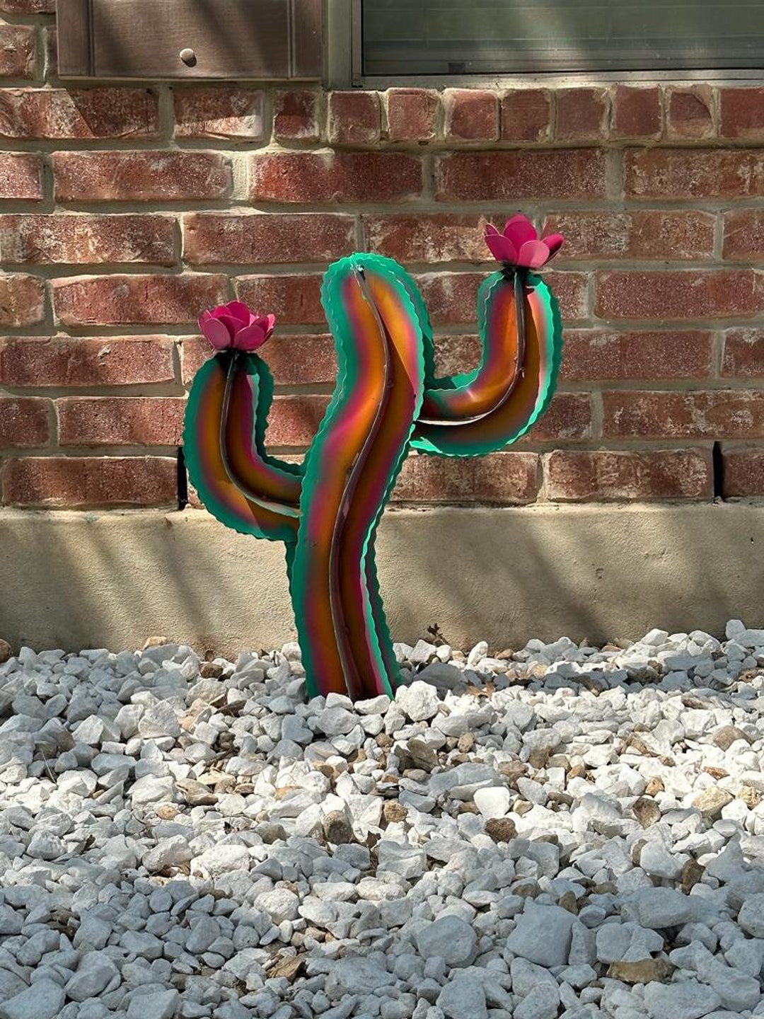 Handmade Rainbow Metal Cactus Yard Art Outdoor Decor and Etsy