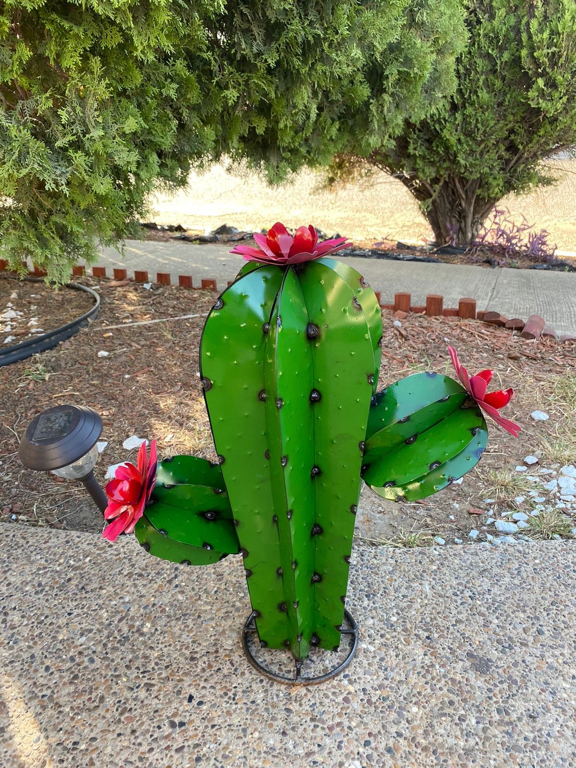 Green Metal Cactus Gordo Handmade Metal Cactus Yard Art Etsy