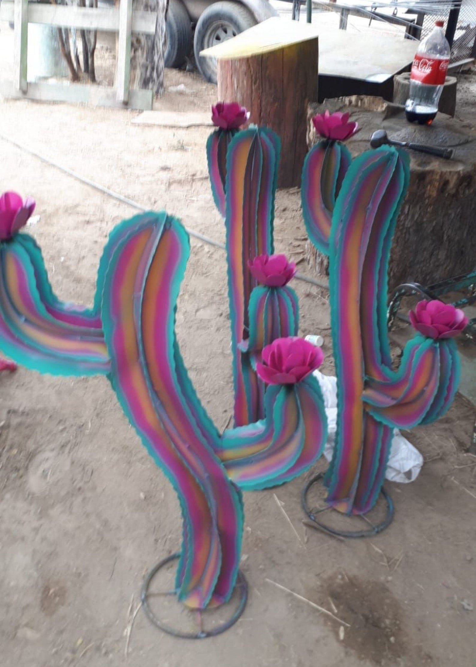 Metal Cactus Yard Art Metal Saguaro Rainbow Wavy Cactus for Etsy
