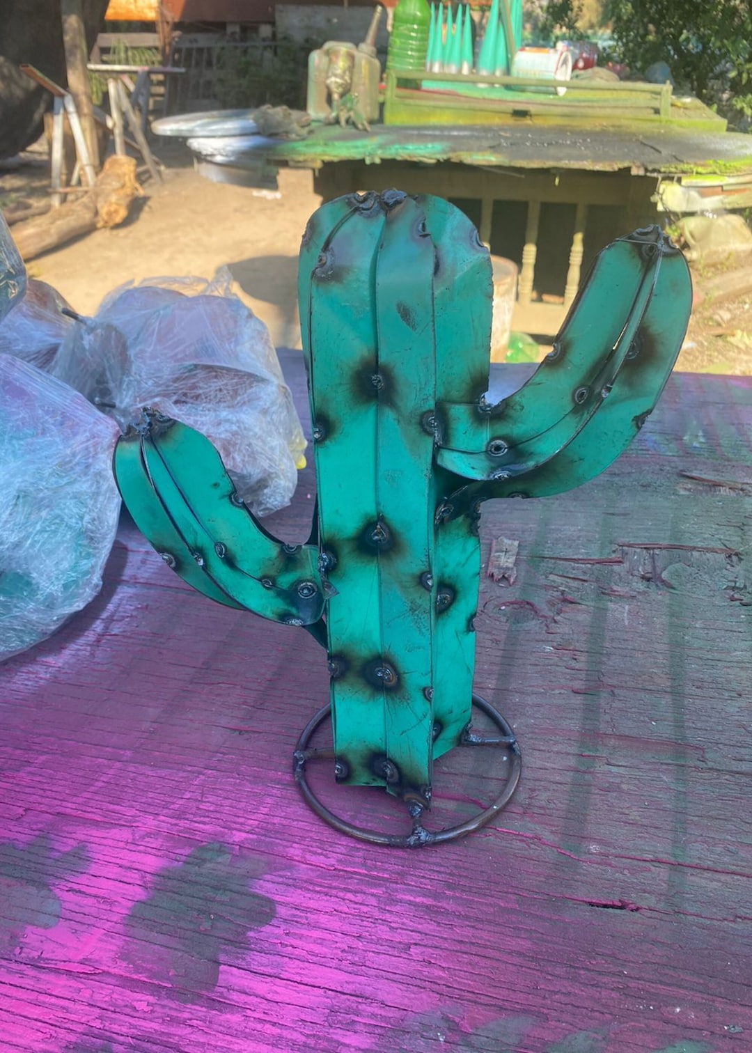 3 Feet Handmade Metal Saguaro Cactus Metal Cactus Yard Art Etsy