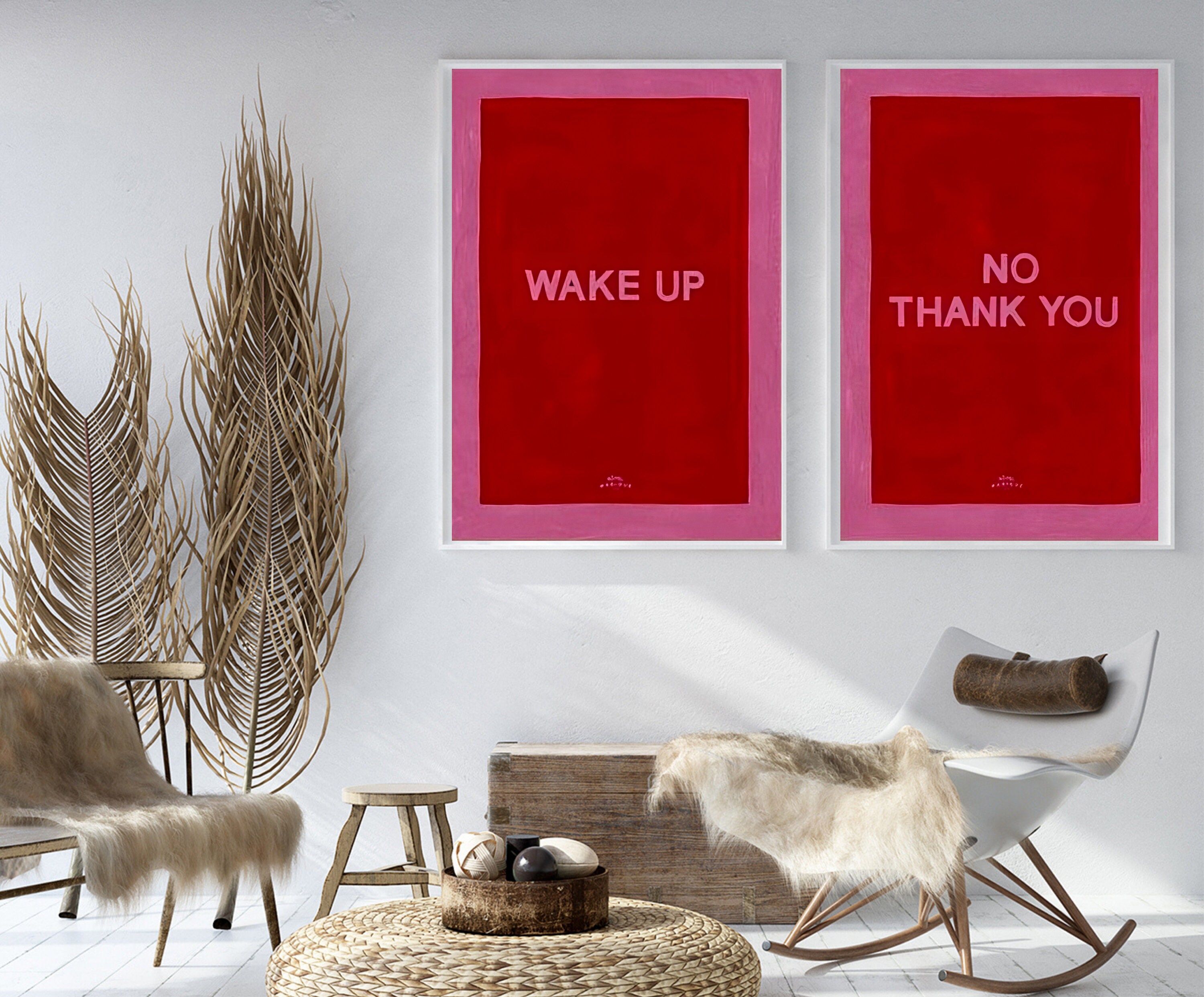 Set of 2 Red Aesthetic Prints, Red Aesthetic Wall Art Set of 2, Red