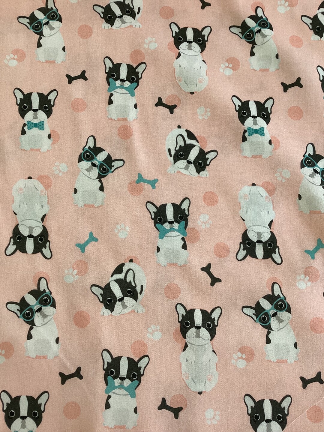 Satinbaumwolle Französischer Bullterrier Bulldoge Bulli Knochen - Main Image