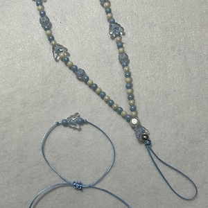 Mobile phone chain beads blue + bracelet handmade phone attachments charms mobile phone jewelry mobile phone chain mobile phone bead necklace mobile phone pendant key ring
