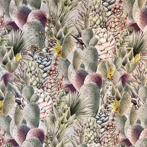 50cm Sukulenten Blumen Kakteen Pastell GrünMeterware 180 cm breit  Exclusive Kleiderstoff Sommersweat - French Terry