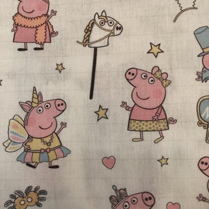50cm Baumwolle Peppa Wutz Pig. Lizenzstoff Stoff 100%  Baumwollle   Meterware Kinderstoff Rosa Weiß Patchwork Quillt