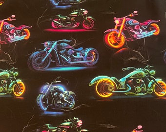 50cm Neon Harley Bike Motorrad Herrenstoff  Meterware  180 cm  breit  Exclusive Sommersweat - French Terry