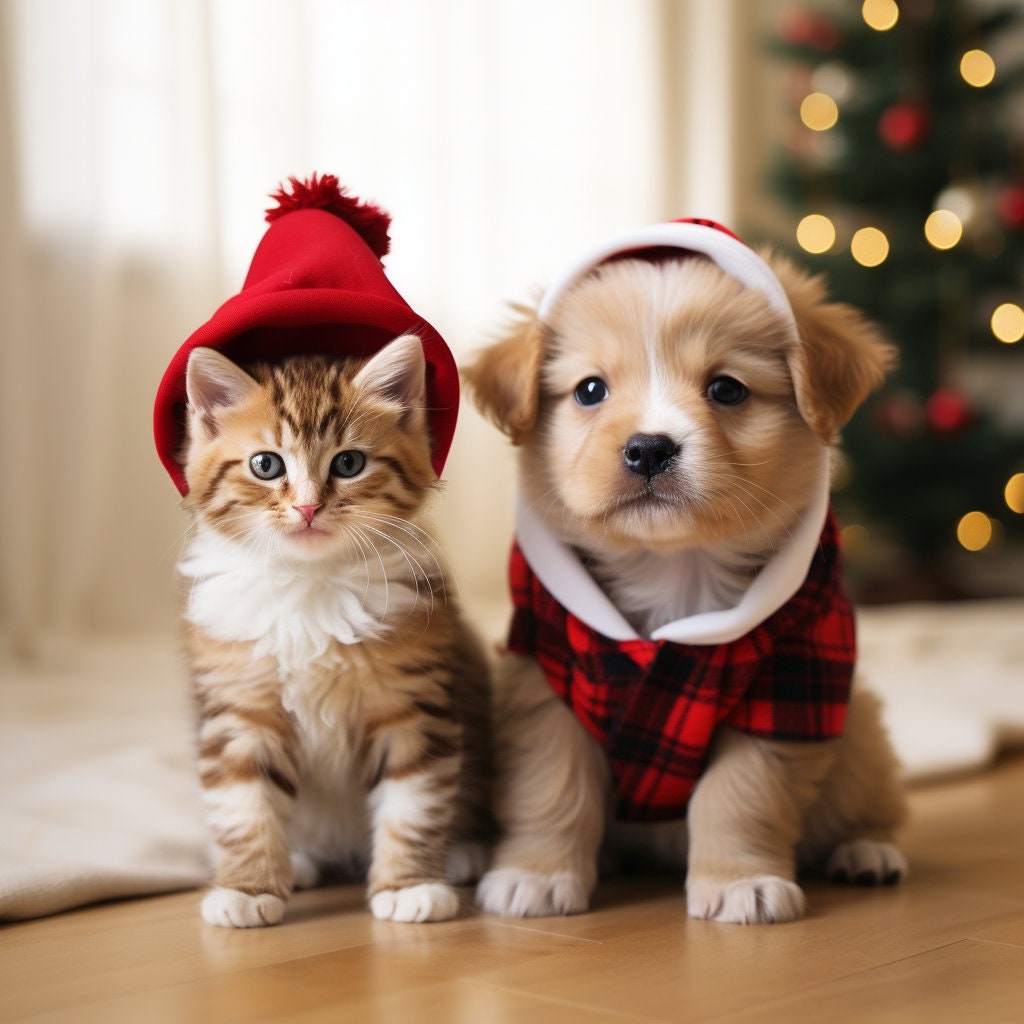 大注目 & Puppy Christmas Adorable Kitten Etsy - Art Digital - その他
