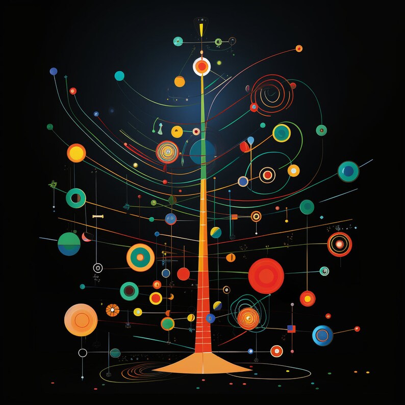 4 Miro Style Christmas Tree Digital Images - Etsy