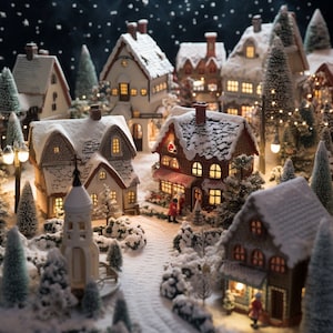 Four Minature Christmas Villages - Digital Images