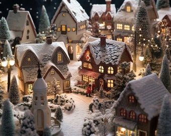 Four Minature Christmas Villages - Digital Images