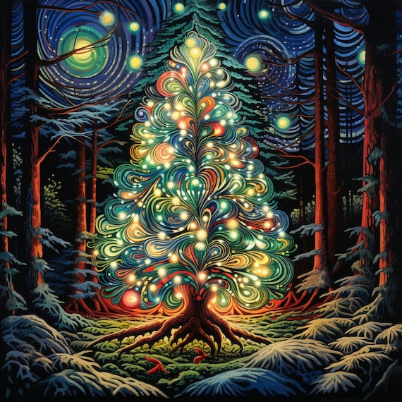 4 Fairy Forest Christmas Trees - Digital Images - Etsy