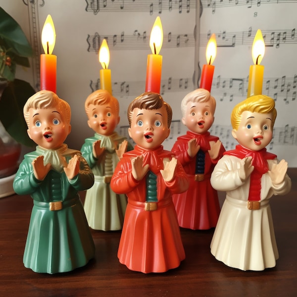 4 Vintage Christmas Choir Boy Candles Digital Images