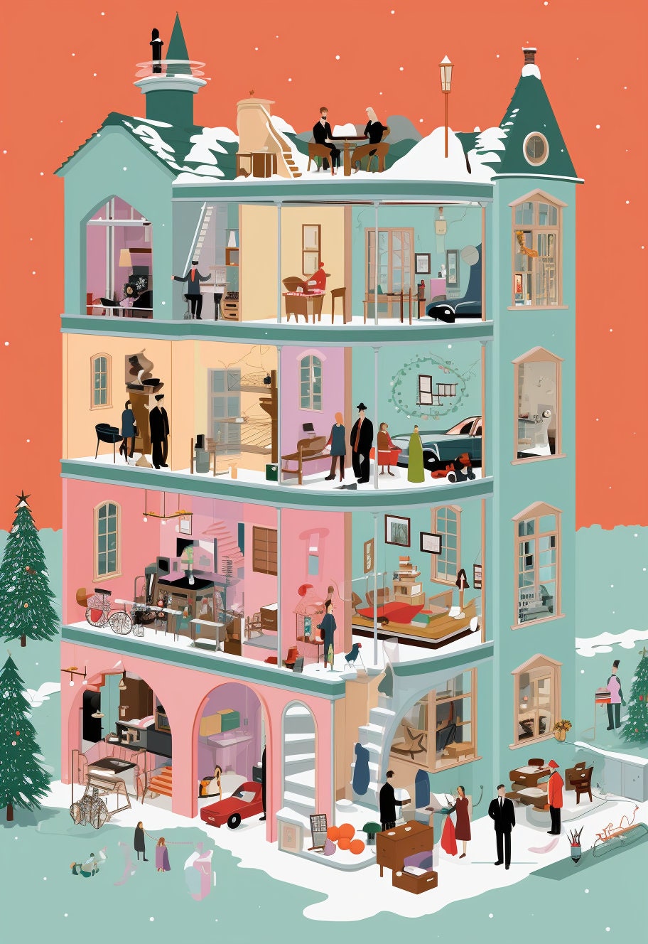 4 Wes Anderson Inspired Christmas Digital Images Etsy