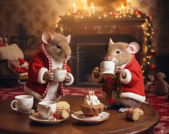 AI WEAR 5 Merry Holiday Mice at Teatime