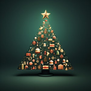 4 Christmas Icon Trees - Unique Digital I mages!