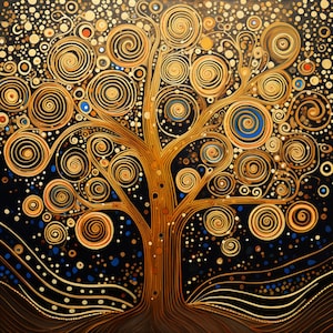 4 Gustav Klimt Inspired Christmas Tree Digital Images