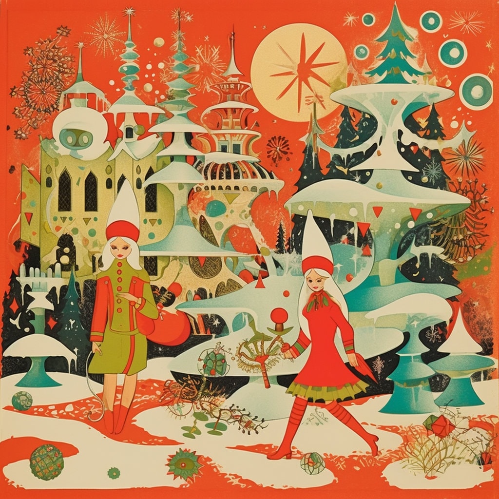 4 Kooky 1960s Space Christmas Digital Images - Etsy