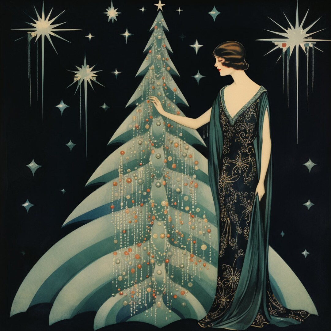 4 Art Deco Inspired Christmas Digital Images - Etsy