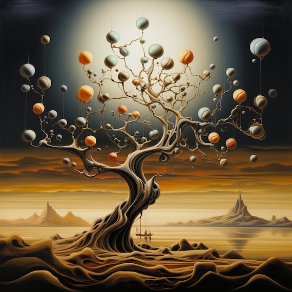 シュールなサルバドール・ダリ風のクリスマスツリーのデジタル画像 5