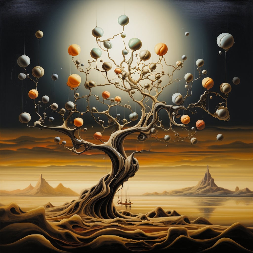 シュールなサルバドール・ダリ風のクリスマスツリーのデジタル画像 5