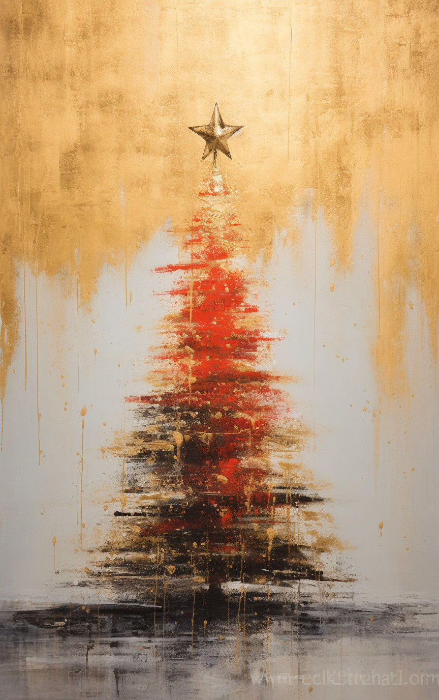 4 árboles de Navidad abstractos con hojas de oro, únicos y extravagantes:  ¡imágenes digitales! - Etsy México, image size:864x1376