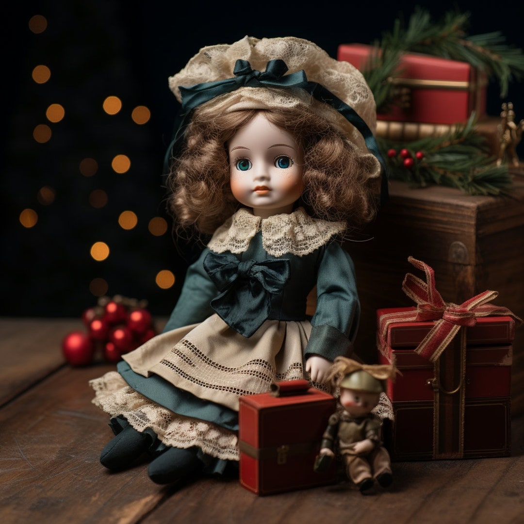 Standing plush victorian christmas doll 20