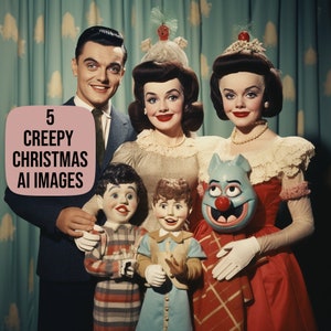 PRINTABLE 5 AI Christmas Oddities, Holiday Curiosities, Vintage Photos, Digital Download, Creepy AI Ephemera, Weird Horror