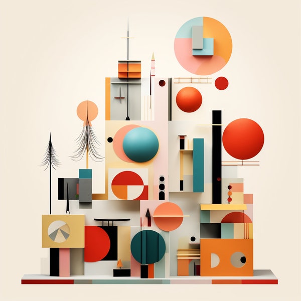 5 Bauhaus Inspired Christmas Digital Images!