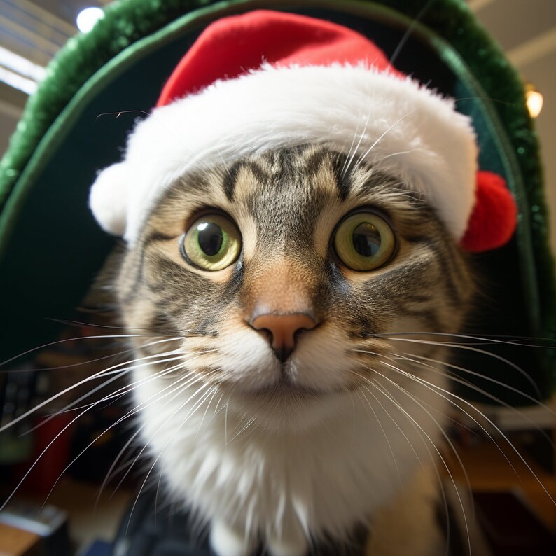 5 Christmas Cat Closeups Digital Images Etsy
