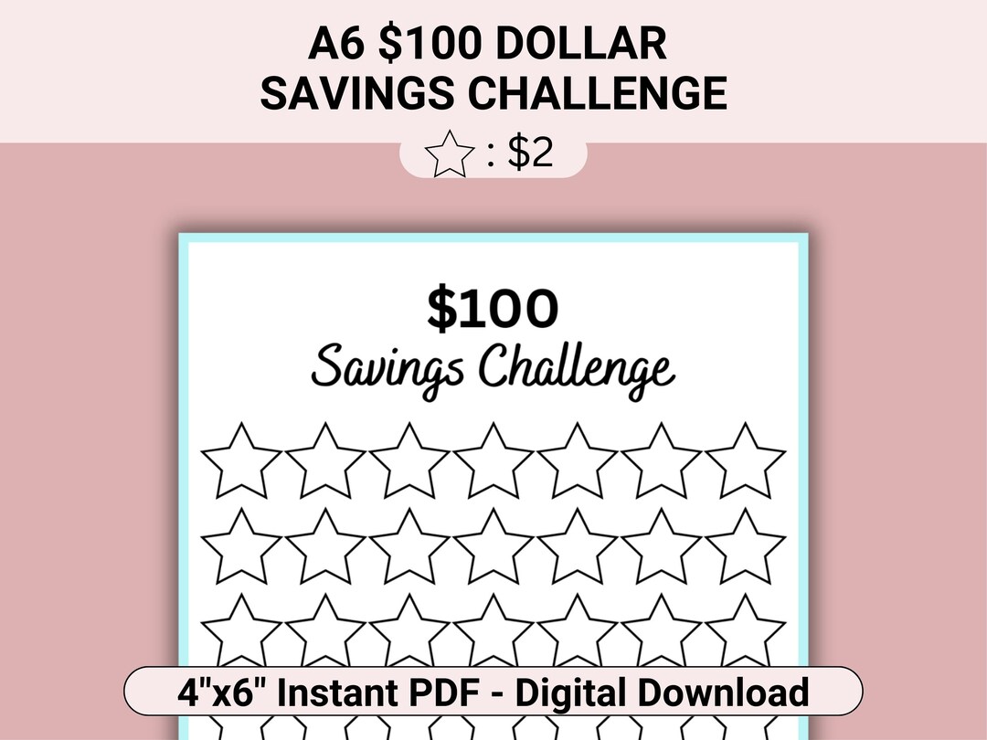 100 Dollar Savings Challenge Printable One Hundred Dollar - Etsy