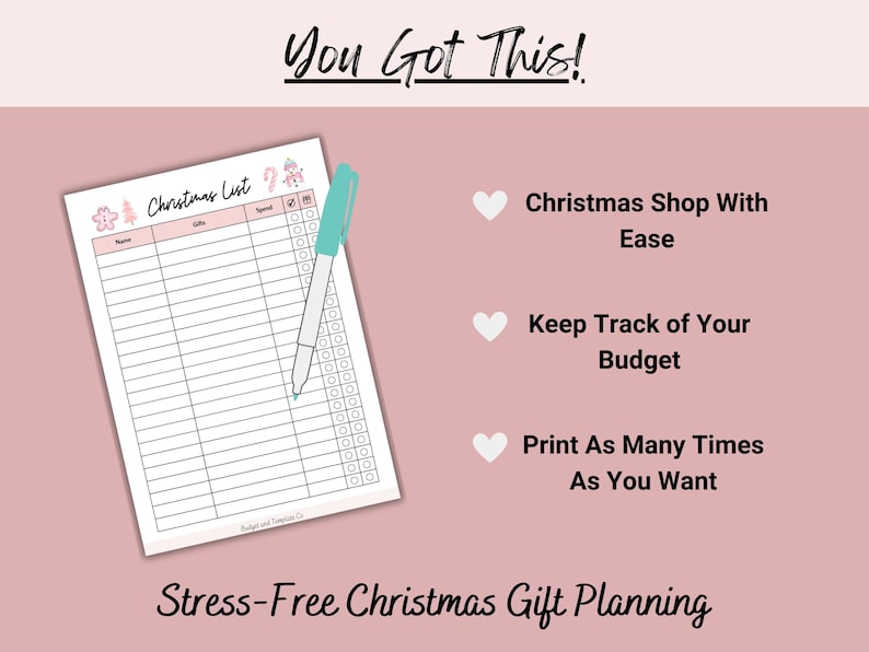 Christmas Gift List Printable, Printable Christmas Planner, Christmas
