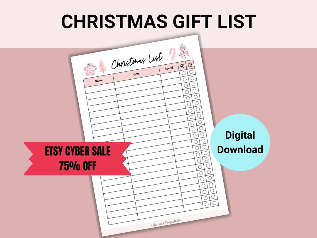 Christmas Gift List Printable, Printable Christmas Planner, Christmas