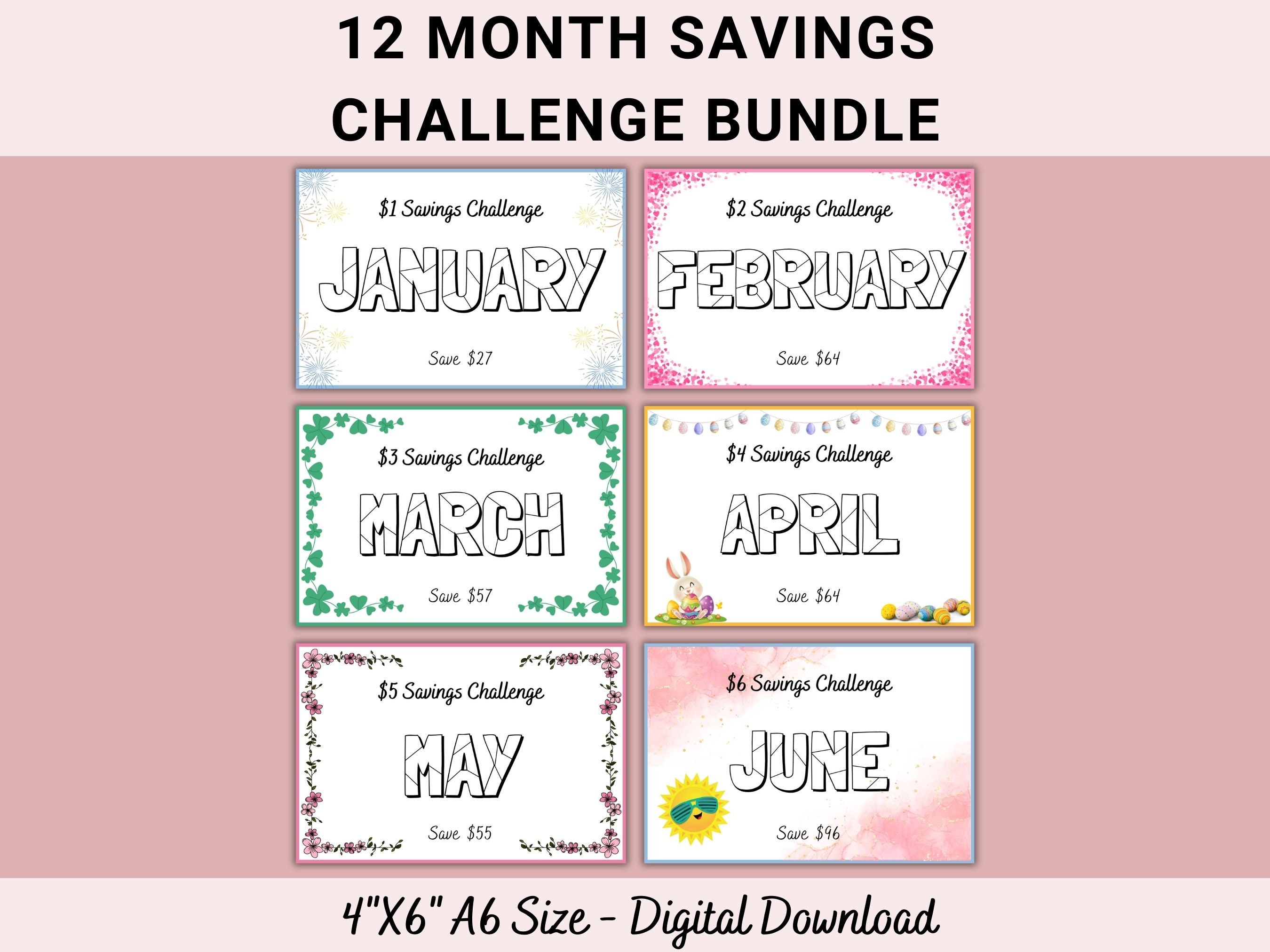 A6 Savings Challenge Printable, Monthly Money Saving Challenge Bundle ...