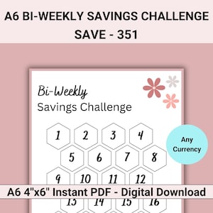 Bi Weekly Savings Challenge Printable, Biweekly Savings Challenge, A6 Savings Challenge Fits A6 Budget Binder, Bi-Weekly Savings Challenge