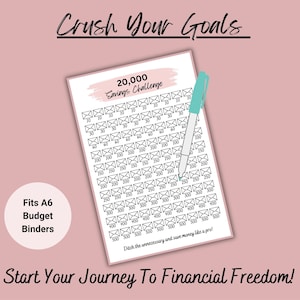 20K Savings Challenge Printable, 20k Challenge Fits A6 Budget Binder ...