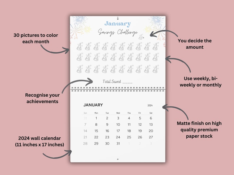 2024 Calendar Savings Challenge, 2024 Wall Calendar Saving Challenge