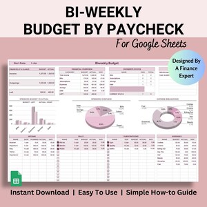 Paycheck Budget Spreadsheet For Google Sheets, Biweekly Budget by Paycheck, Budget Planner Template, Expense Tracker, Financial Planner