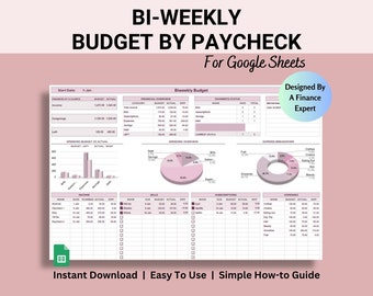 Paycheck Budget Spreadsheet For Google Sheets, Biweekly Budget by Paycheck, Budget Planner Template, Expense Tracker, Financial Planner