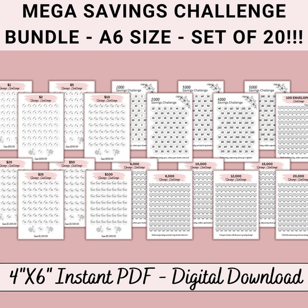 Savings Challenge Printable - Etsy