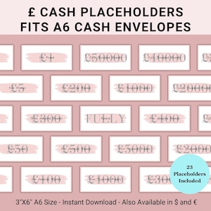 Pound Cash Placeholder Printables, Placeholders Cash Stuffing, Placeholder Slips, Fully Funded Placeholder, Placeholder Cash Stuffing Binder