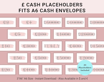 Pound Cash Placeholder Printables, Placeholders Cash Stuffing, Placeholder Slips, Fully Funded Placeholder, Placeholder Cash Stuffing Binder