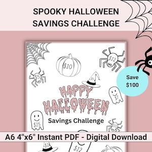 Halloween Savings Challenge Printable,  Spooky Savings Challenge, A6 Savings Challenge, Save 100 Savings Tracker Fits Most A6 Budget Binders