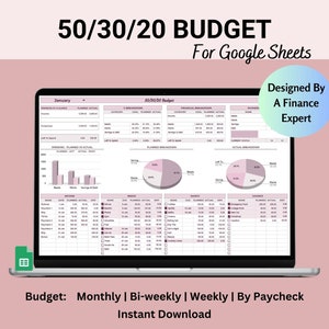 50/30/20 Budget Spreadsheet For Google Sheets, Google Sheets Budget Template, Online Budget Planner, 70/20/10 Budget Sheet, Bill Tracker