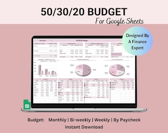 50/30/20 Budget Spreadsheet For Google Sheets, Google Sheets Budget Template, Online Budget Planner, 70/20/10 Budget Sheet, Bill Tracker