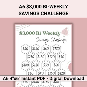 3K Savings Challenge Bi Weekly Printable, Boho A6 3K Savings Challenge, 3K Challenge, 3k Saving Challenge, A6 Savings Challenge, Boho Saving