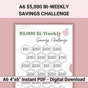 Bi-Weekly Savings Challenge Printable, Boho A6 5K Savings Challenge Bi Weekly Printable, Biweekly Savings Challenge, 5K Challenge