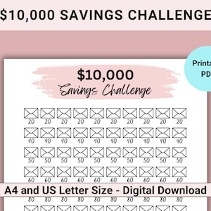10000 Savings Challenge Printable, 10K Challenge PDF,  100 Envelope Challenge, 10K Savings Challenge Envelope, Dollar 10K Savings Tracker